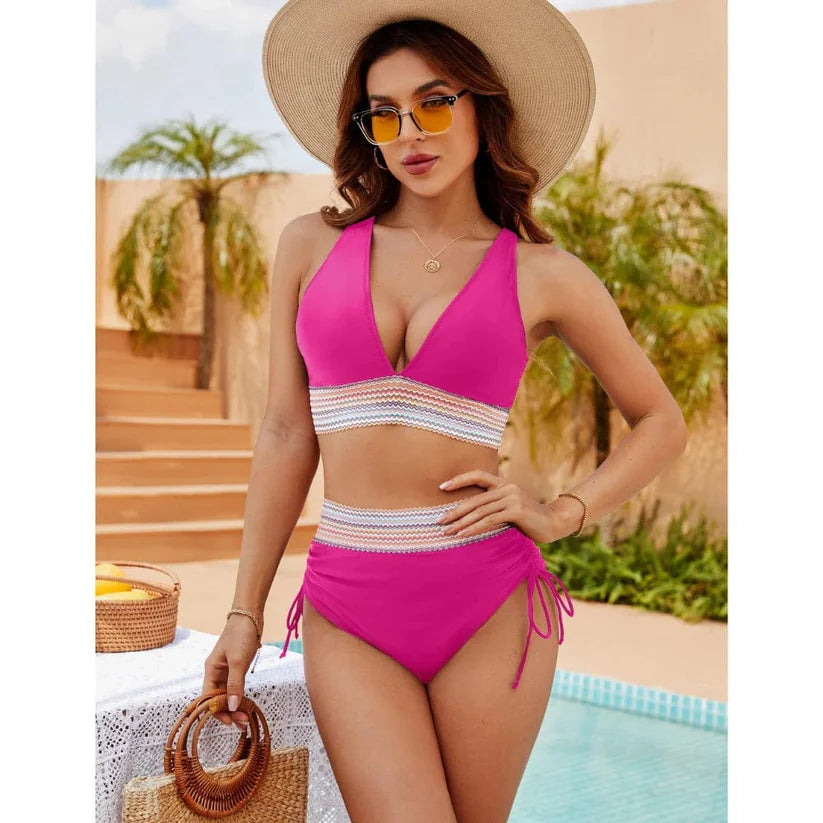 Bikini élégant taille haute sculptant