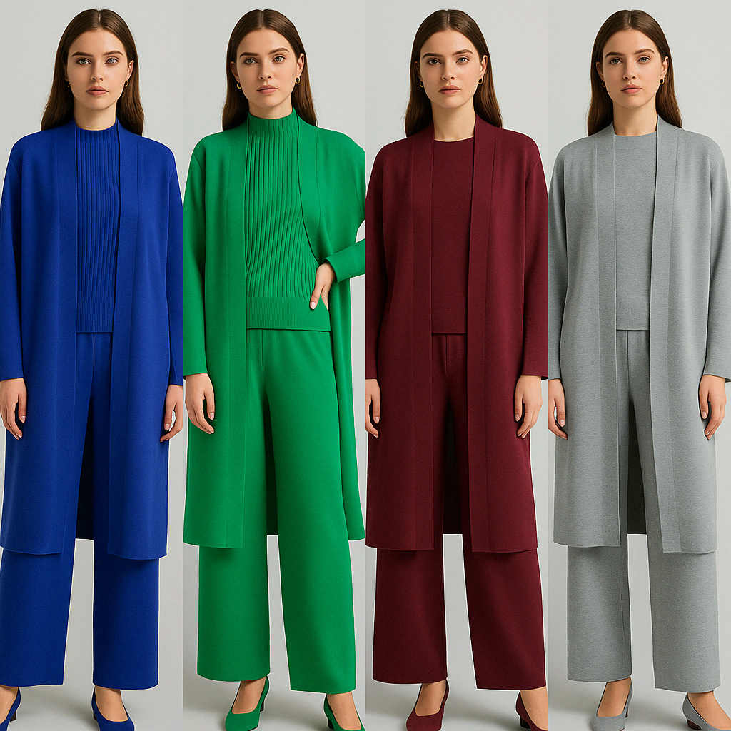 Ensemble 3 pièces – pantalon, top et cardigan