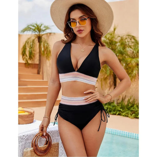 Bikini élégant taille haute sculptant
