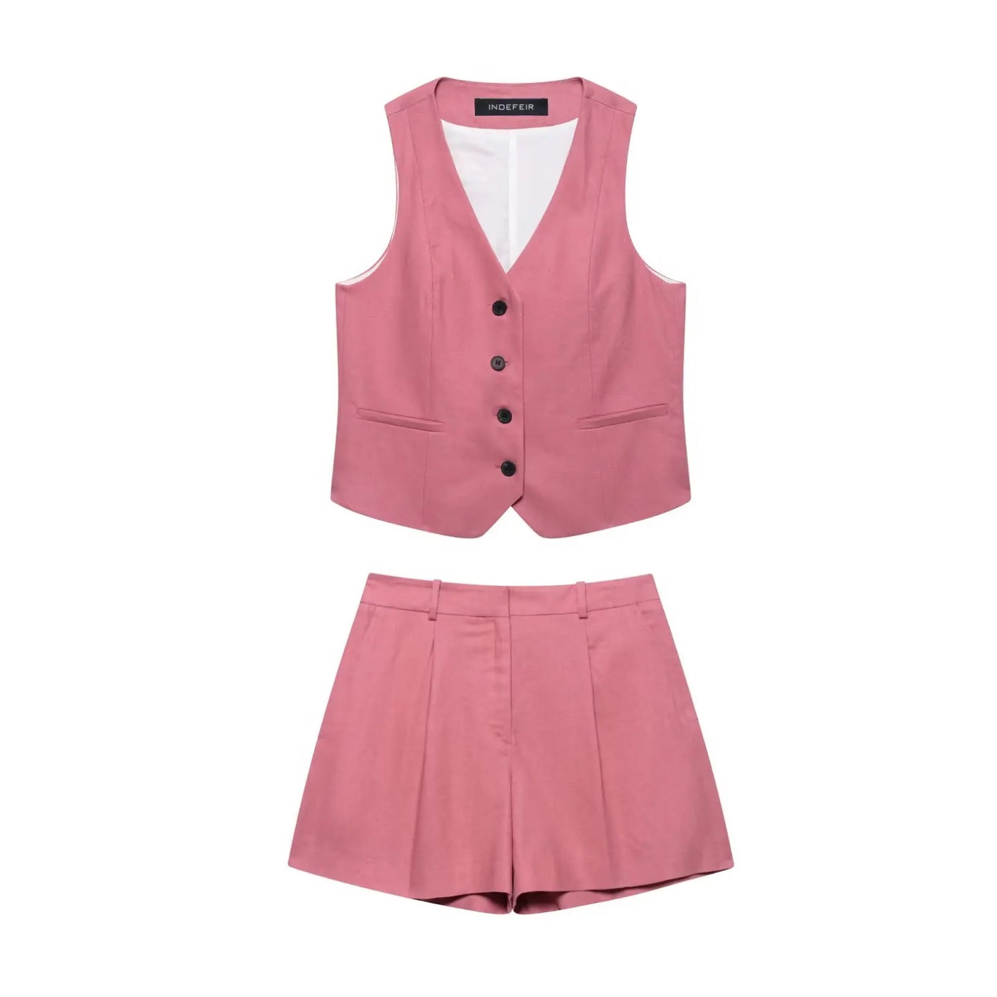 Conjunto Mara de chaleco y shorts de lino para mujer
