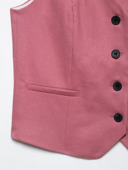 Conjunto Mara de chaleco y shorts de lino para mujer