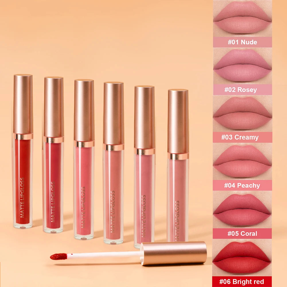 Brillo Labial Mate AB – Pack de 6 - Labios Perfectos